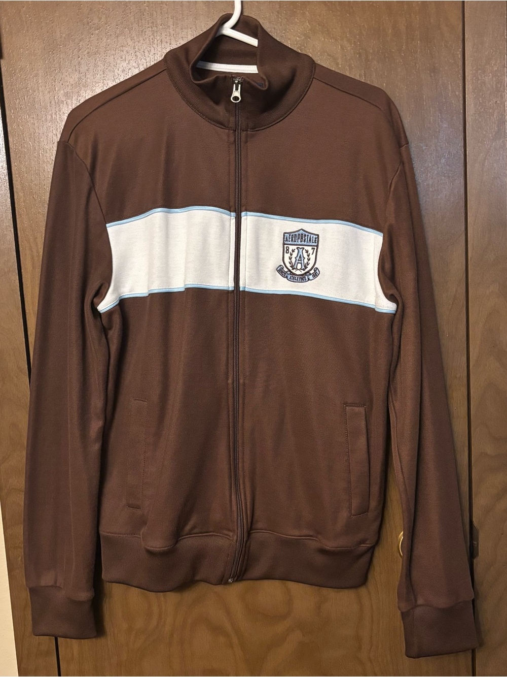Aeropostale Y2K Brown,White and Blue Zip Up Tracksuit Jacket